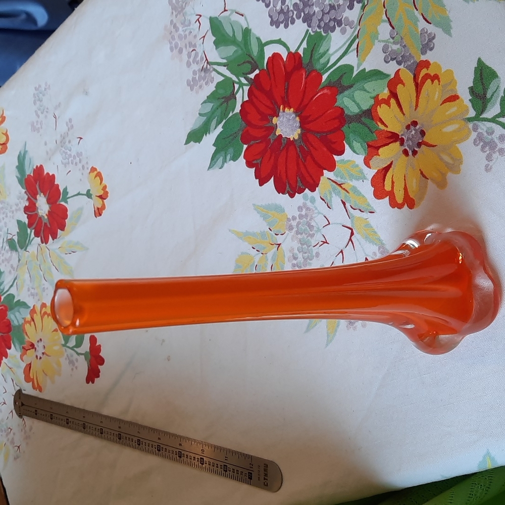 Orange with white inside Vintage Vase great condition